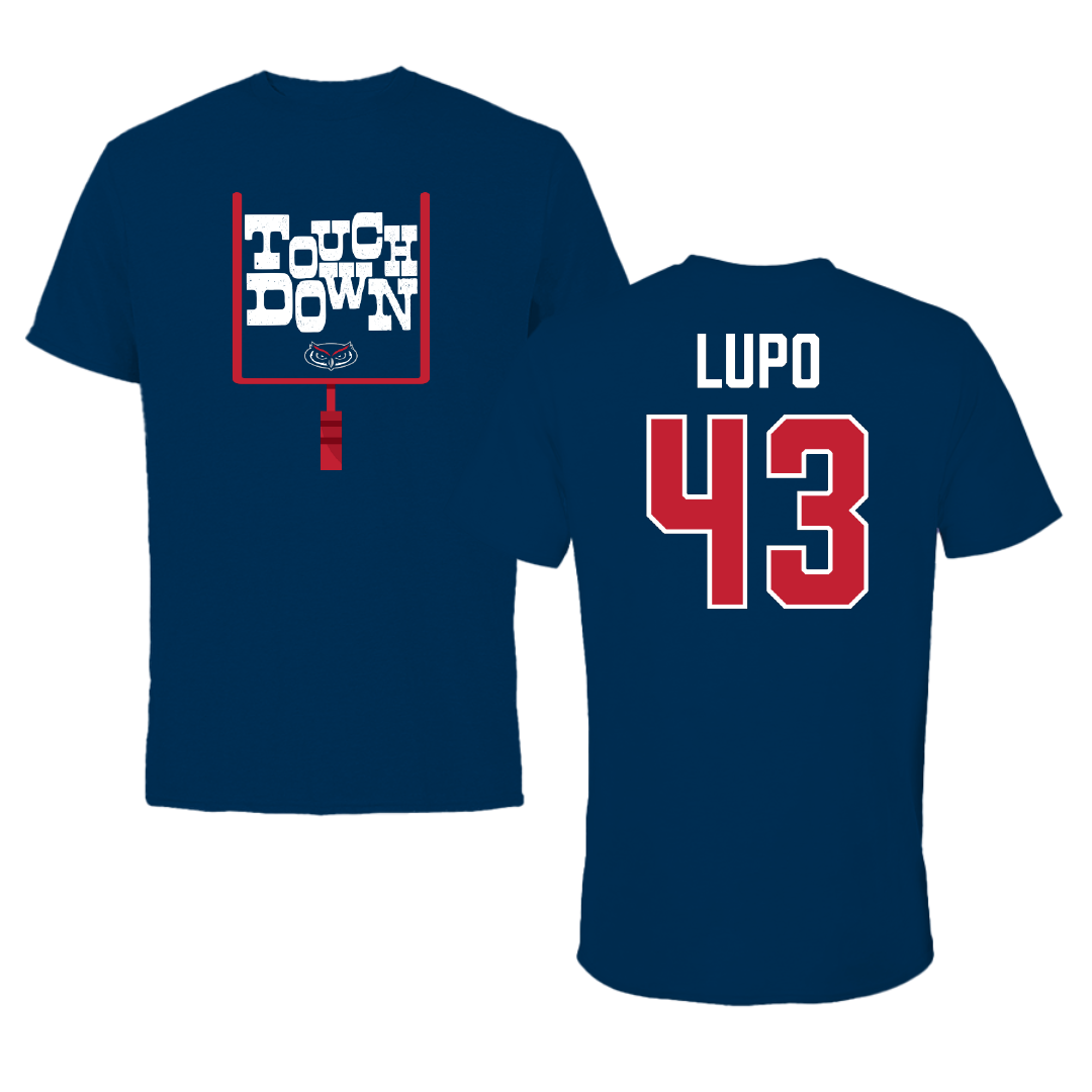 Florida Atlantic University Football Navy Touchdown Performance Tee - #43 Logan Lupo