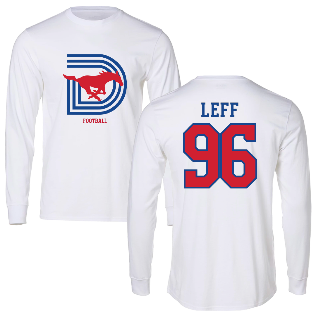 Southern Methodist University Football White Long Sleeve - #96 Josh Leff