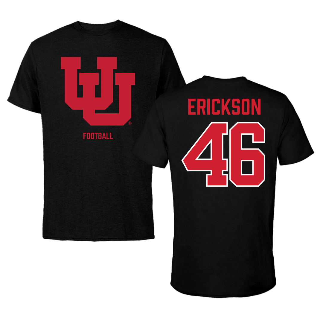 University of Utah Football Black Performance Tee - #46 Hayden Erickson