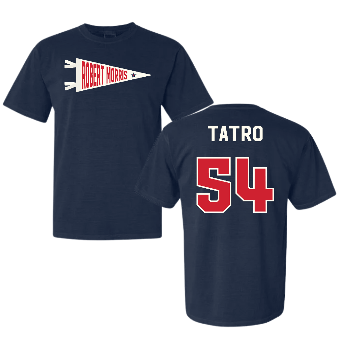 Robert Morris University Softball Navy Pennant Comfort Colors Tee - #54 Kailani Tatro