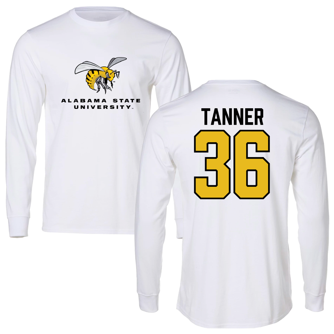 Alabama State University Football White Block Long Sleeve - #36 Brandon Tanner