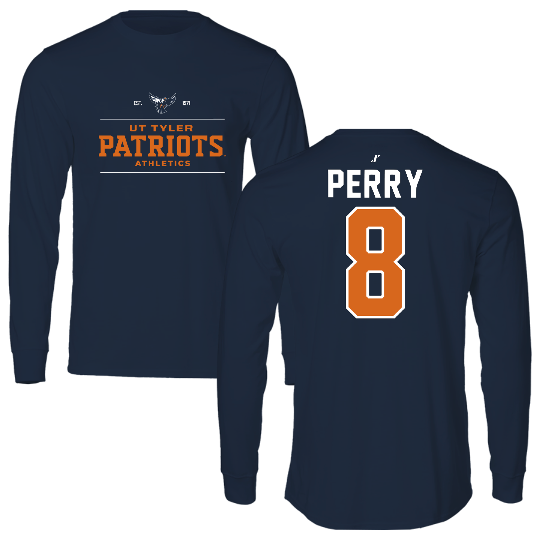 The University of Texas at Tyler Volleyball Navy General Performance Long Sleeve - #8 Autumn Perry
