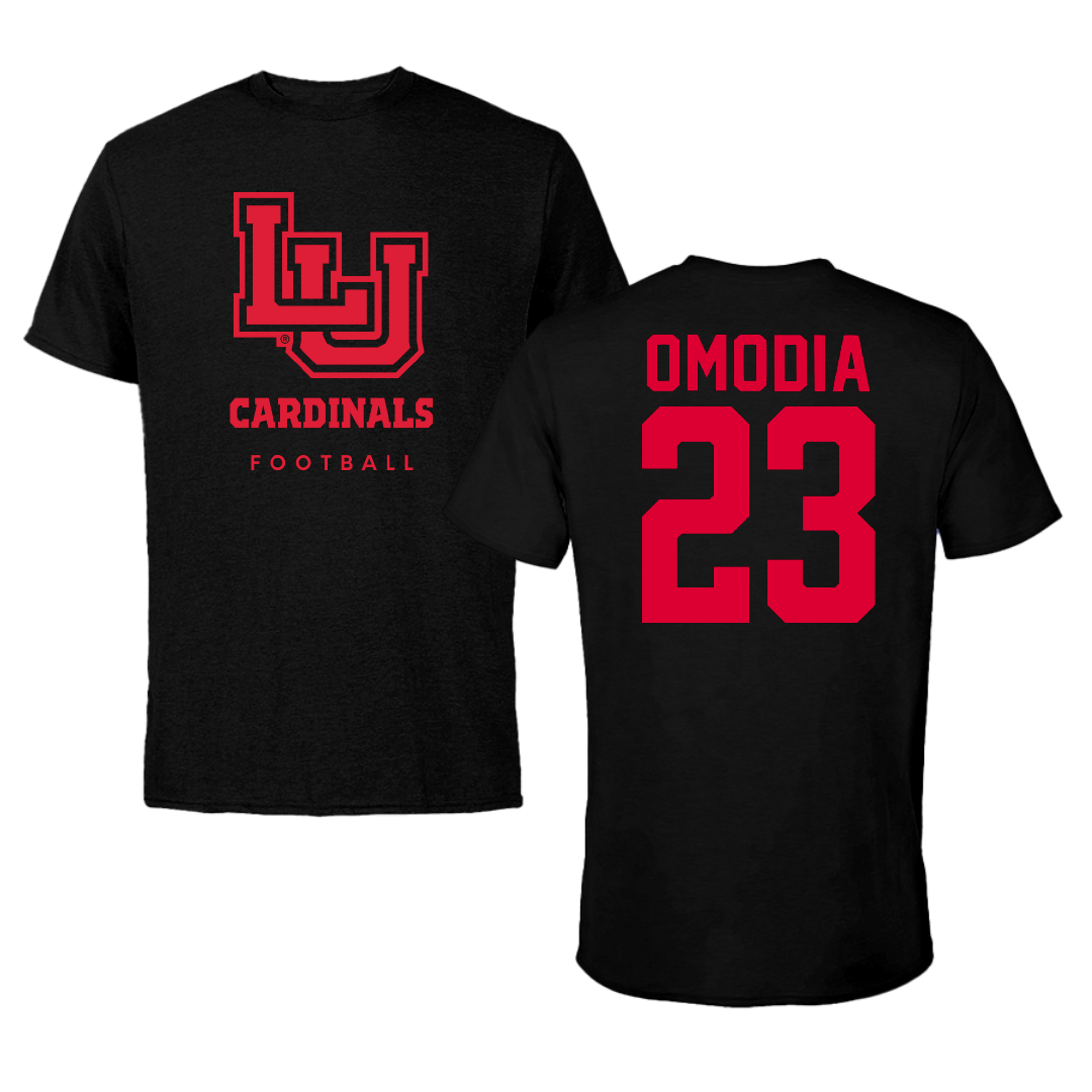 Lamar University Football Black Cardinal Performance Tee - #23 Paul Omodia