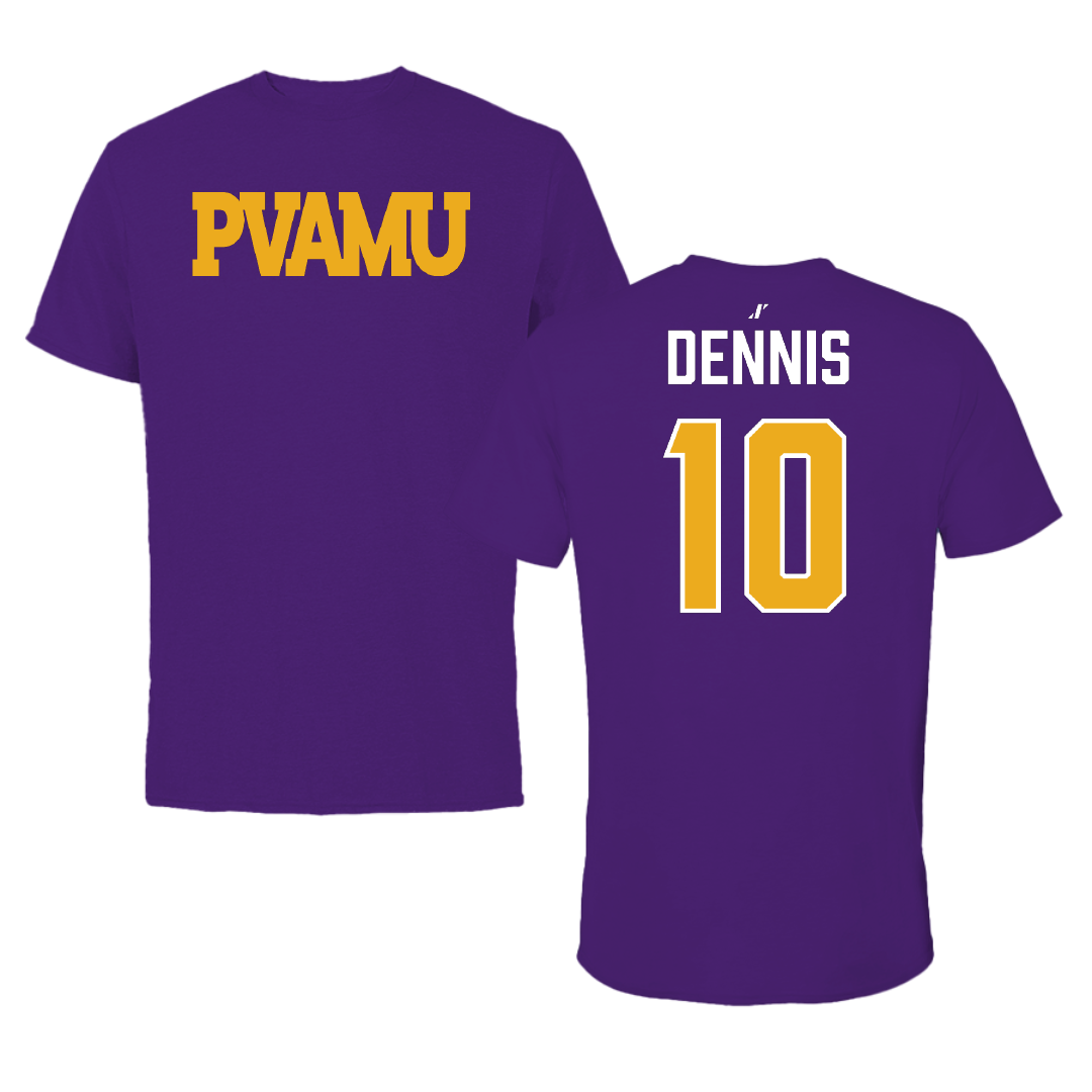 Prairie View A&M University Football Purple Tee - #10 Andre Dennis
