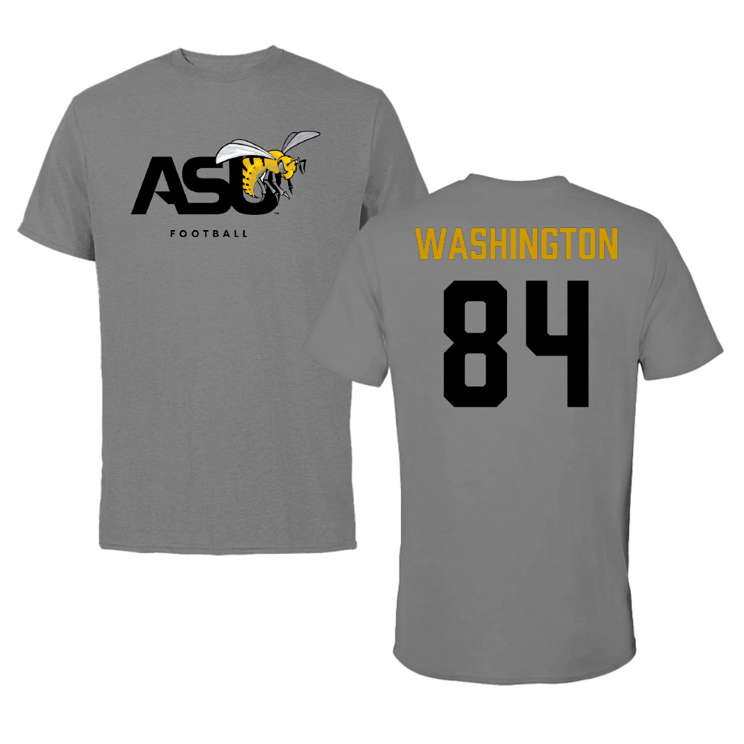 Alabama State University Football Dark Gray Tee - #84 Joshua Washington