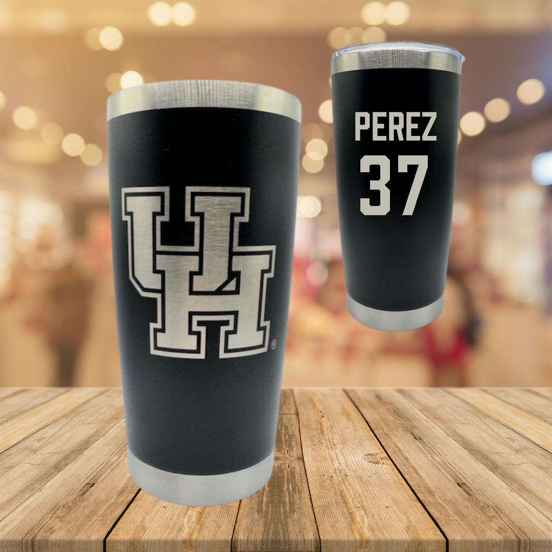 University of Houston Baseball Black Stainless Steel Tumbler - #37 Xavier Perez