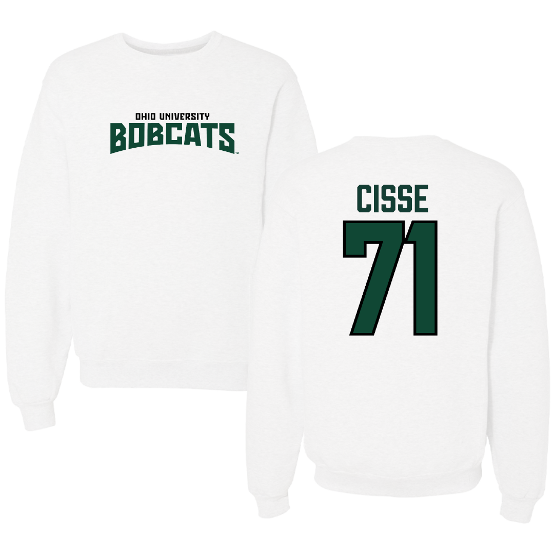 Ohio University Football White Classic Crewneck - #71 Tigana Cisse