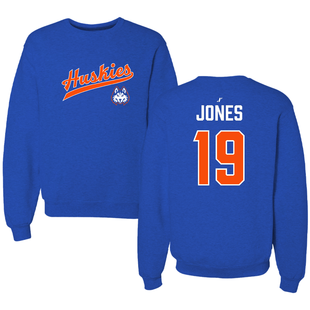Houston Christian University Football Blue General Crewneck - #19 Zion Jones