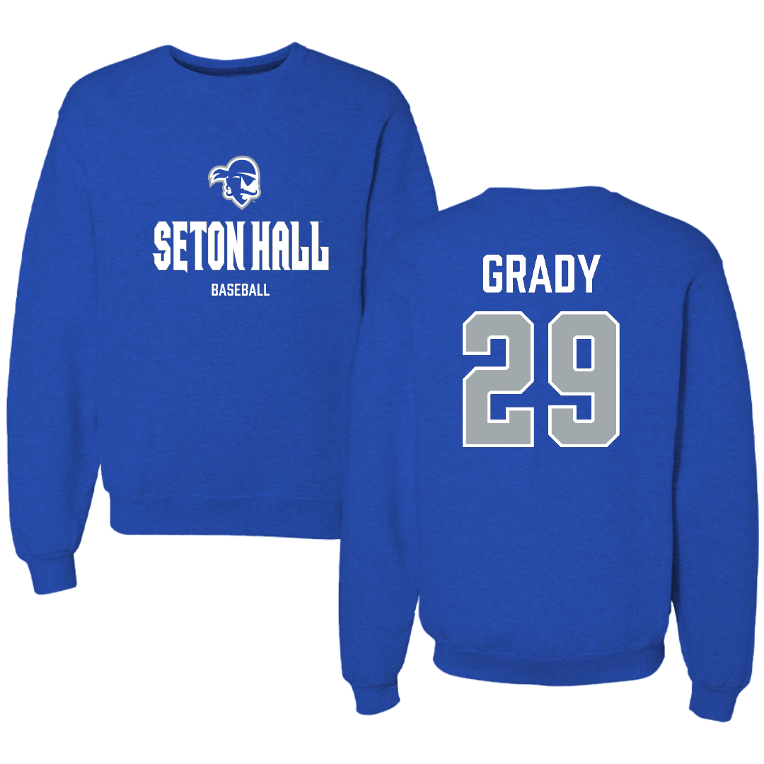 Seton Hall University Baseball Blue Block Crewneck - #29 Shea Grady