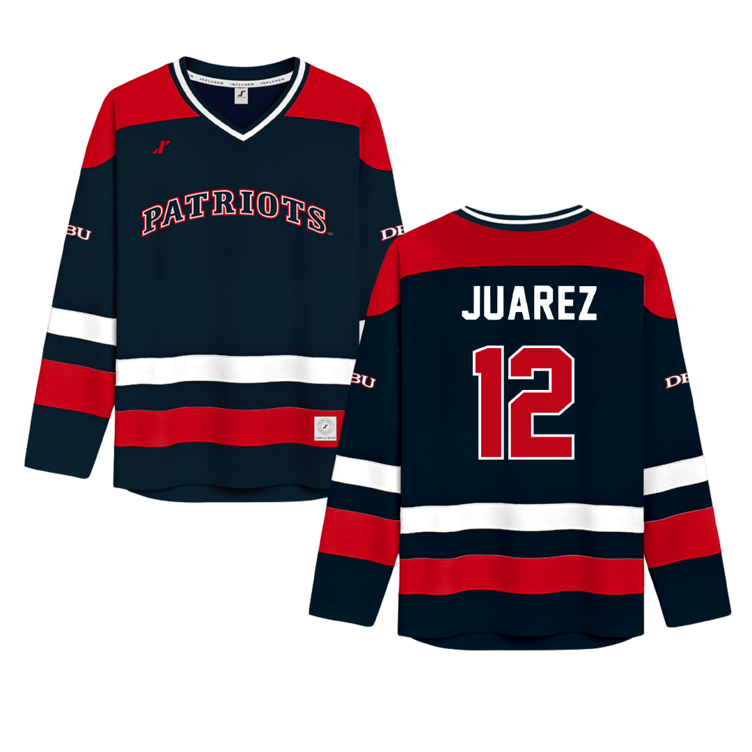 Dallas Baptist University Navy Hockey Jersey - #12 Exavier Juarez