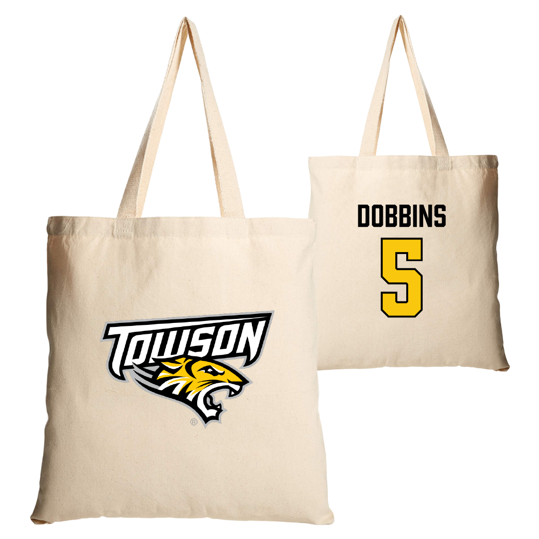 Towson University Field Hockey Tan Canvas Tote Bag - #5 Tatum Dobbins