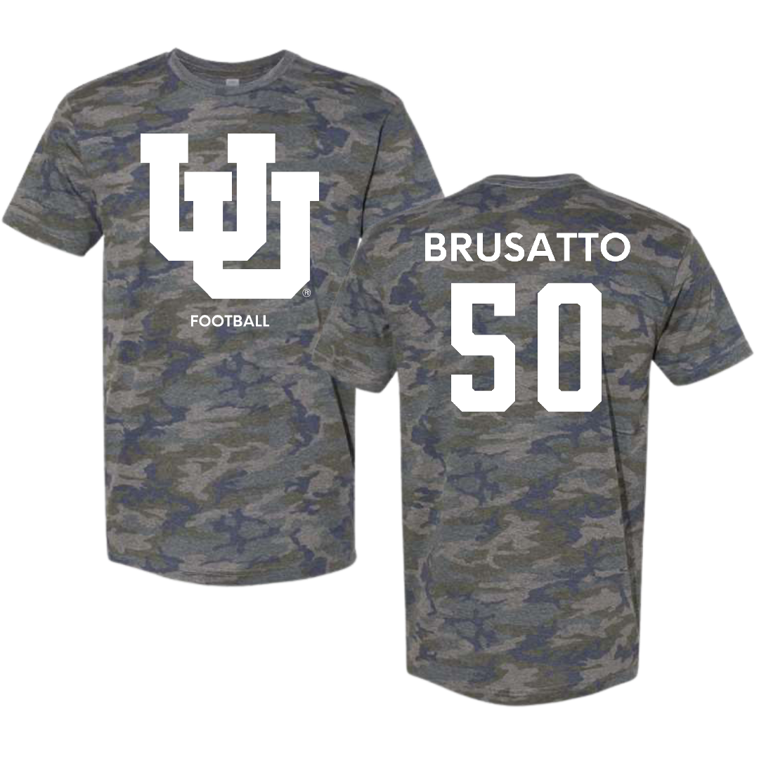 University of Utah Football Vintage Camo Tee - #50 Justice Brusatto