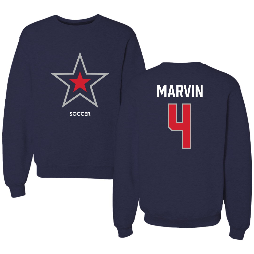 Robert Morris University Soccer (W) Navy Mascot Crewneck - #4 Jillian Marvin