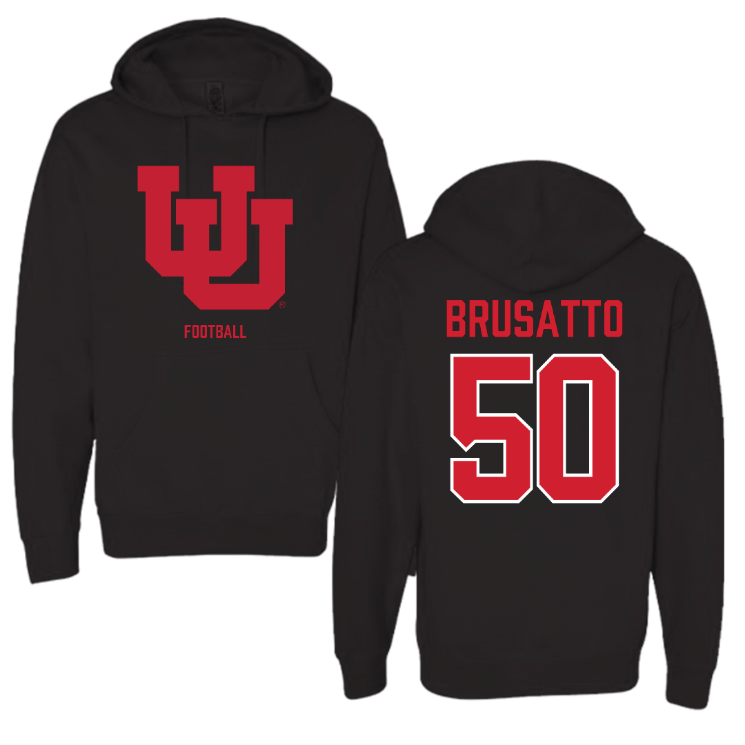 University of Utah Football Black Block Hoodie - #50 Justice Brusatto