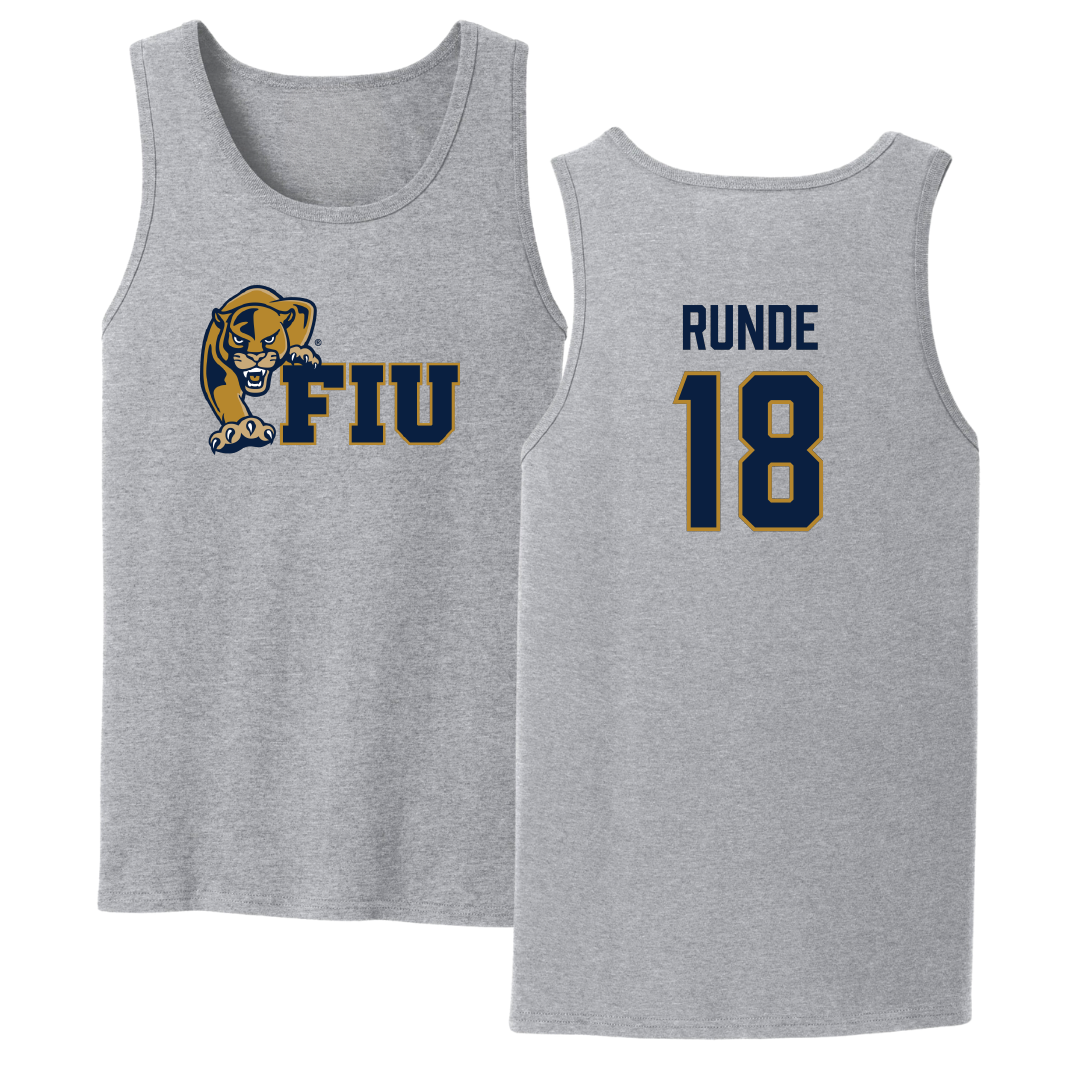 Florida International University Baseball Sport Gray Tank Top - #18 Logan Runde