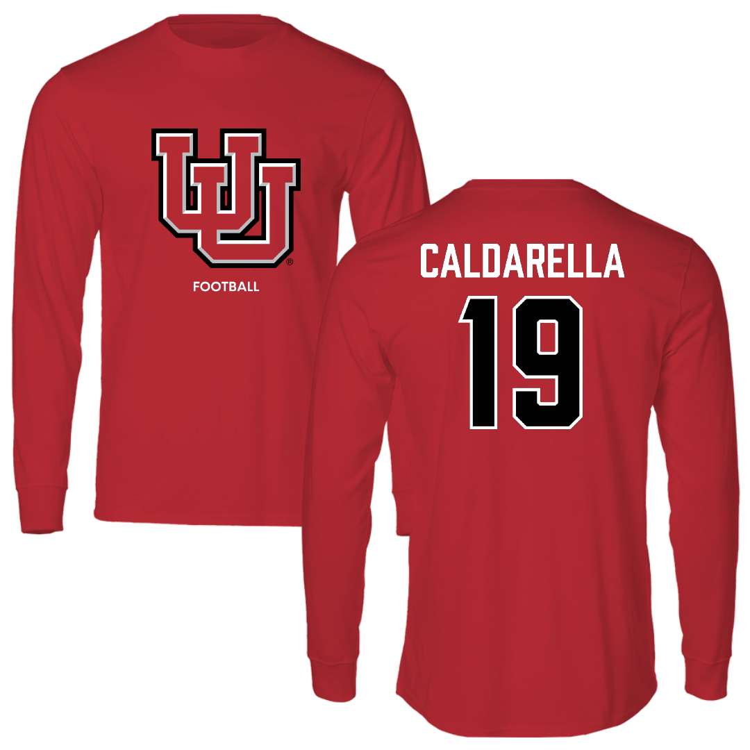 University of Utah Football Red Block Performance Long Sleeve - #19 Luca Caldarella