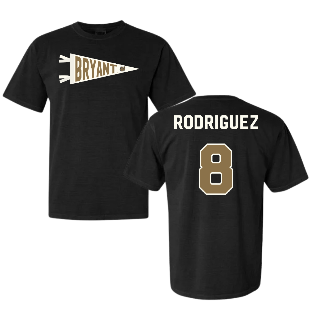 Bryant University Soccer Black Pennant Comfort Colors Tee - #8 Diego Rodriguez