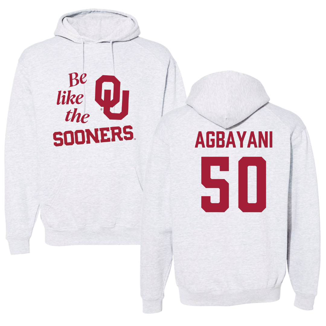 University of Oklahoma Softball Light Gray Be Like Us Hoodie - #50 Ailana Agbayani