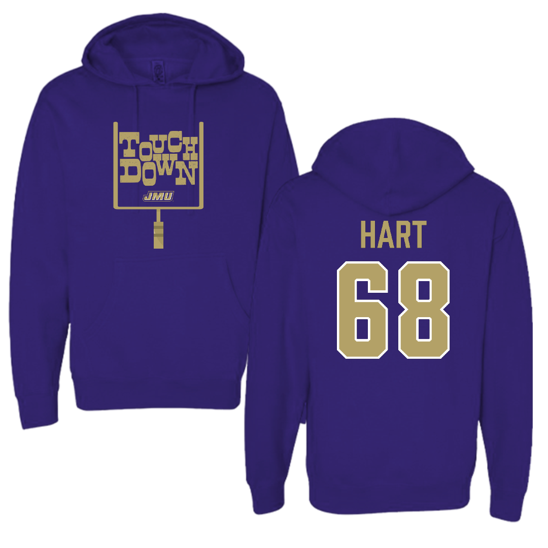 James Madison University Football Purple Touchdown Hoodie - #68 Griffin Hart