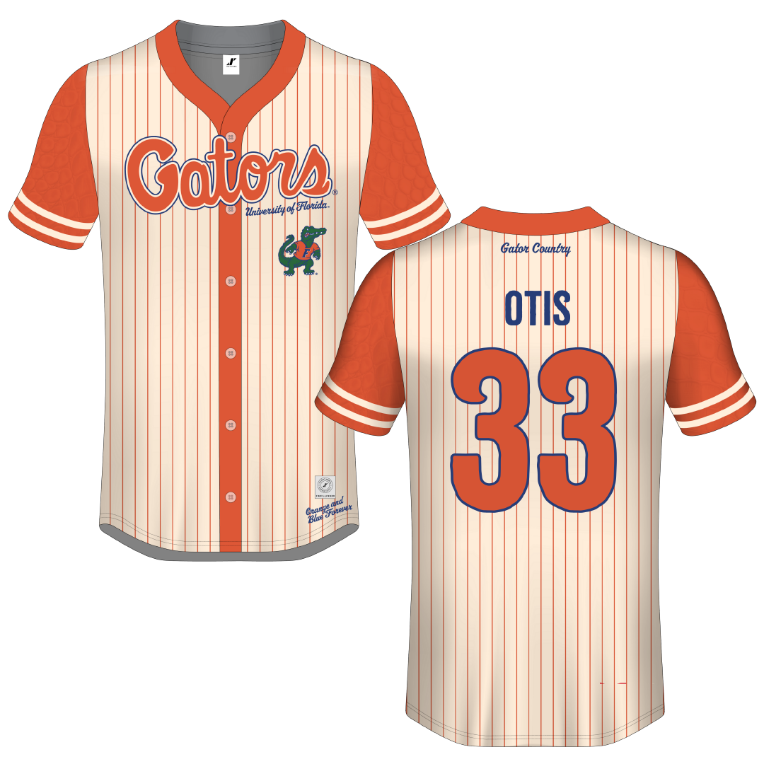 University of Florida Cream Campus Connect Button-Down Jersey - #33 Korbe Otis