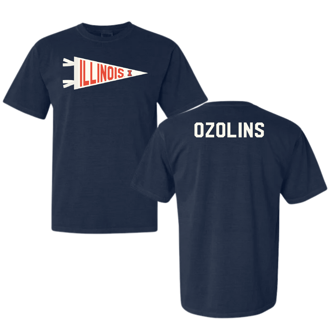 University of Illinois Tennis Navy Pennant Comfort Colors Tee - Karlis Ozolins