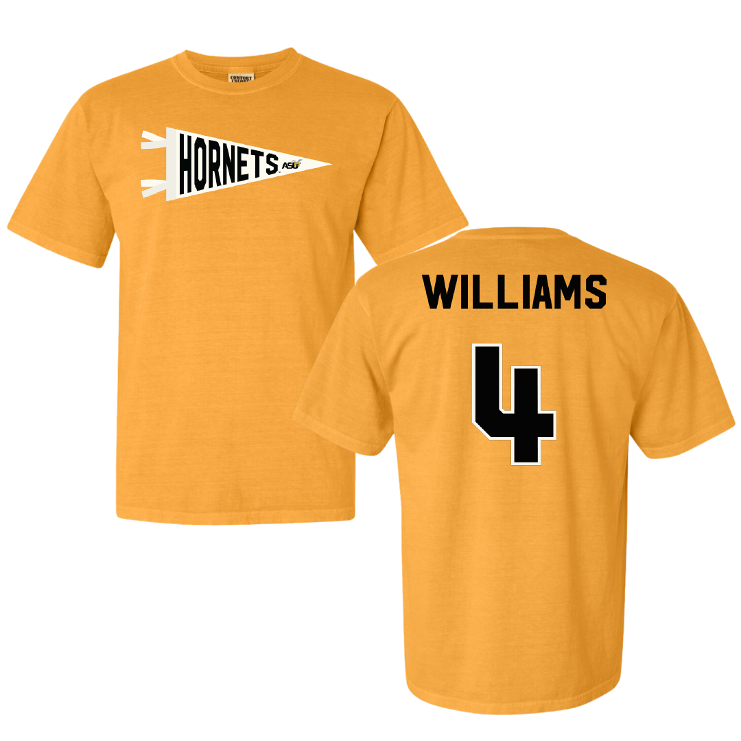 Alabama State University Soccer Gold Pennant Comfort Colors Tee - #4 Tatyana Williams