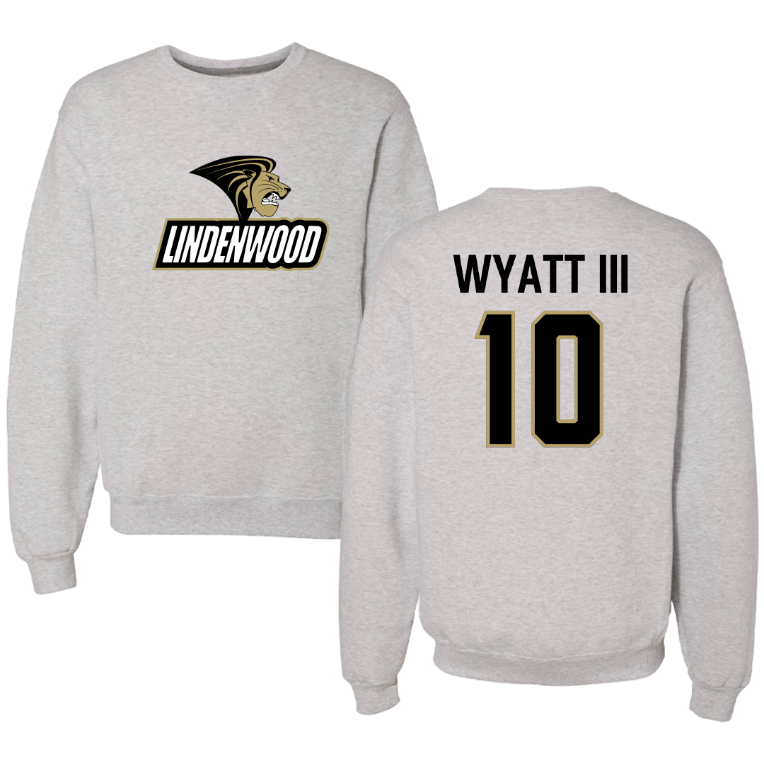 Lindenwood University Football Light Gray Crewneck - #10 Jacques Wyatt III