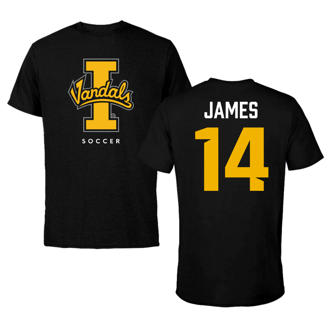 University of Idaho Soccer Black Vandals Tee - #14 Emma James