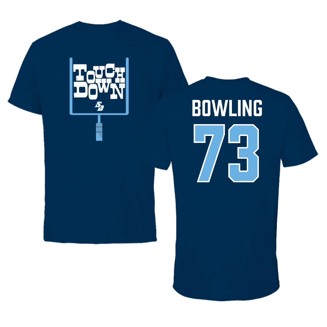 University of San Diego Football Navy Touchdown Tee - #73 Evans Bowling