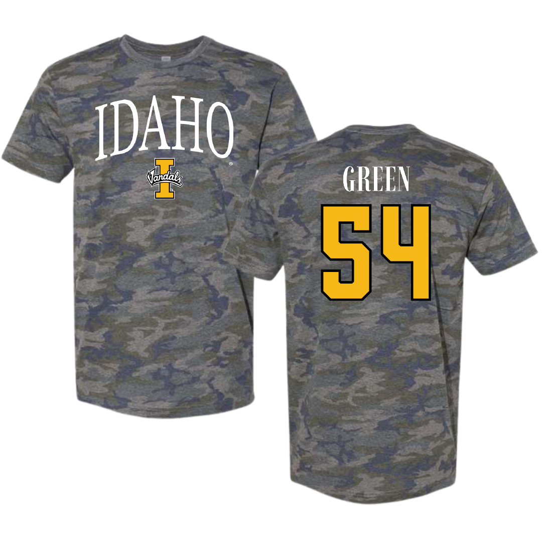 University of Idaho Football Vintage Camo Tee - #54 Alex Green