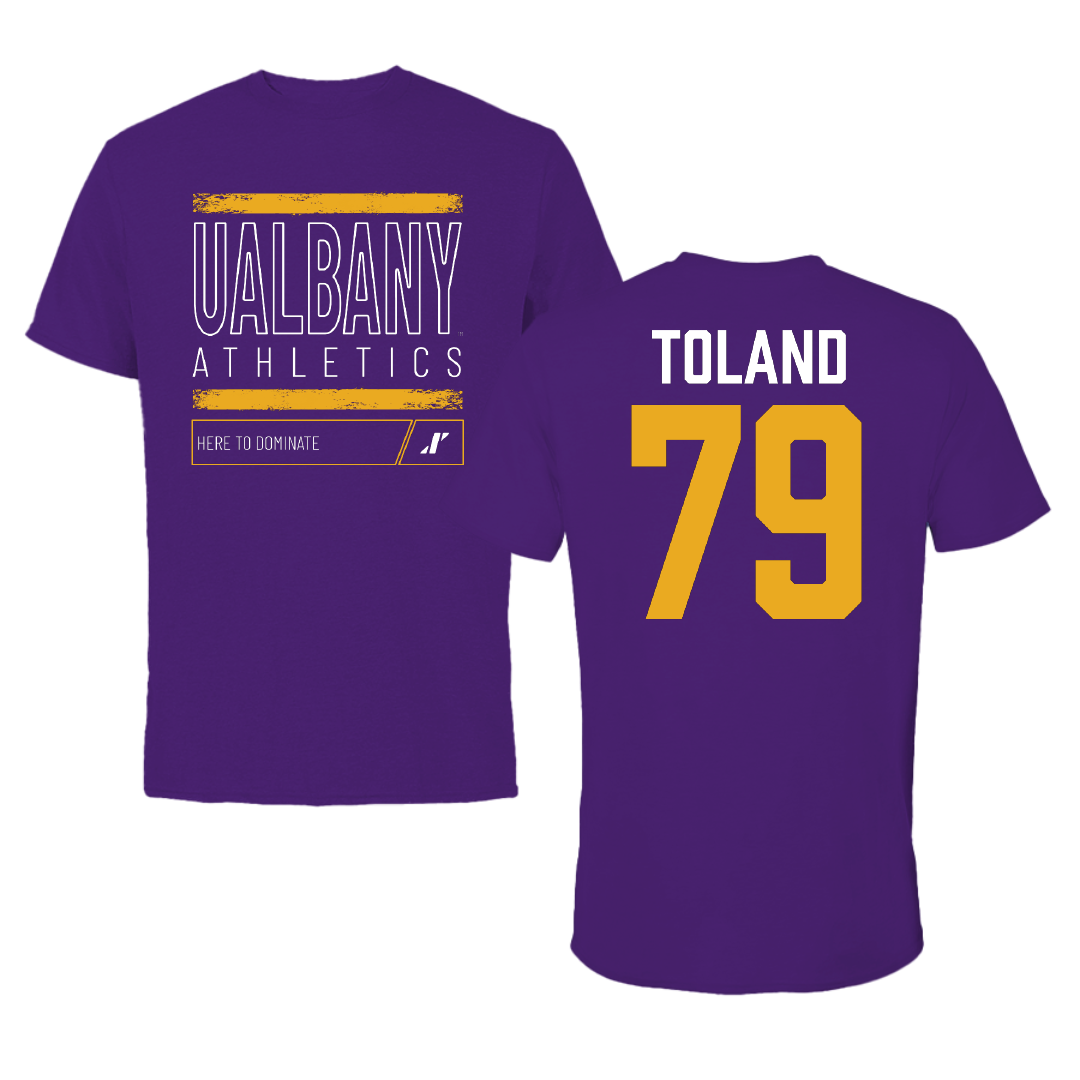 University at Albany Football Purple Dominate Tee - #79 Ondre Toland