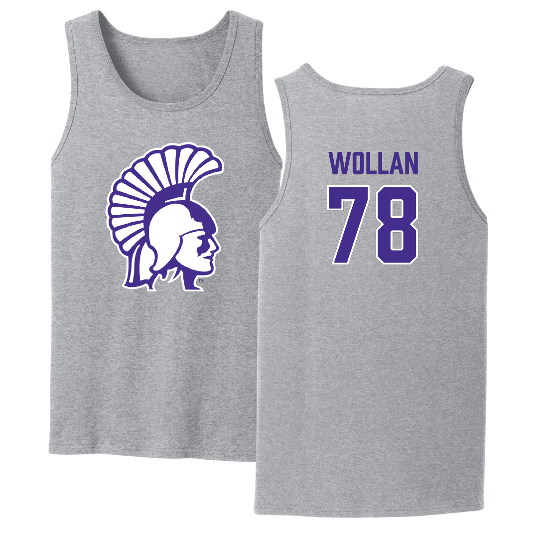 Winona State University Football Sport Gray Tank Top - #78 Garit Wollan