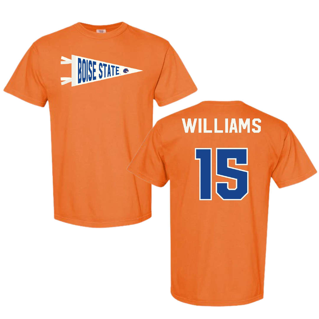 Boise State University Football Orange Pennant Comfort Colors Tee - #15 Malakai Williams