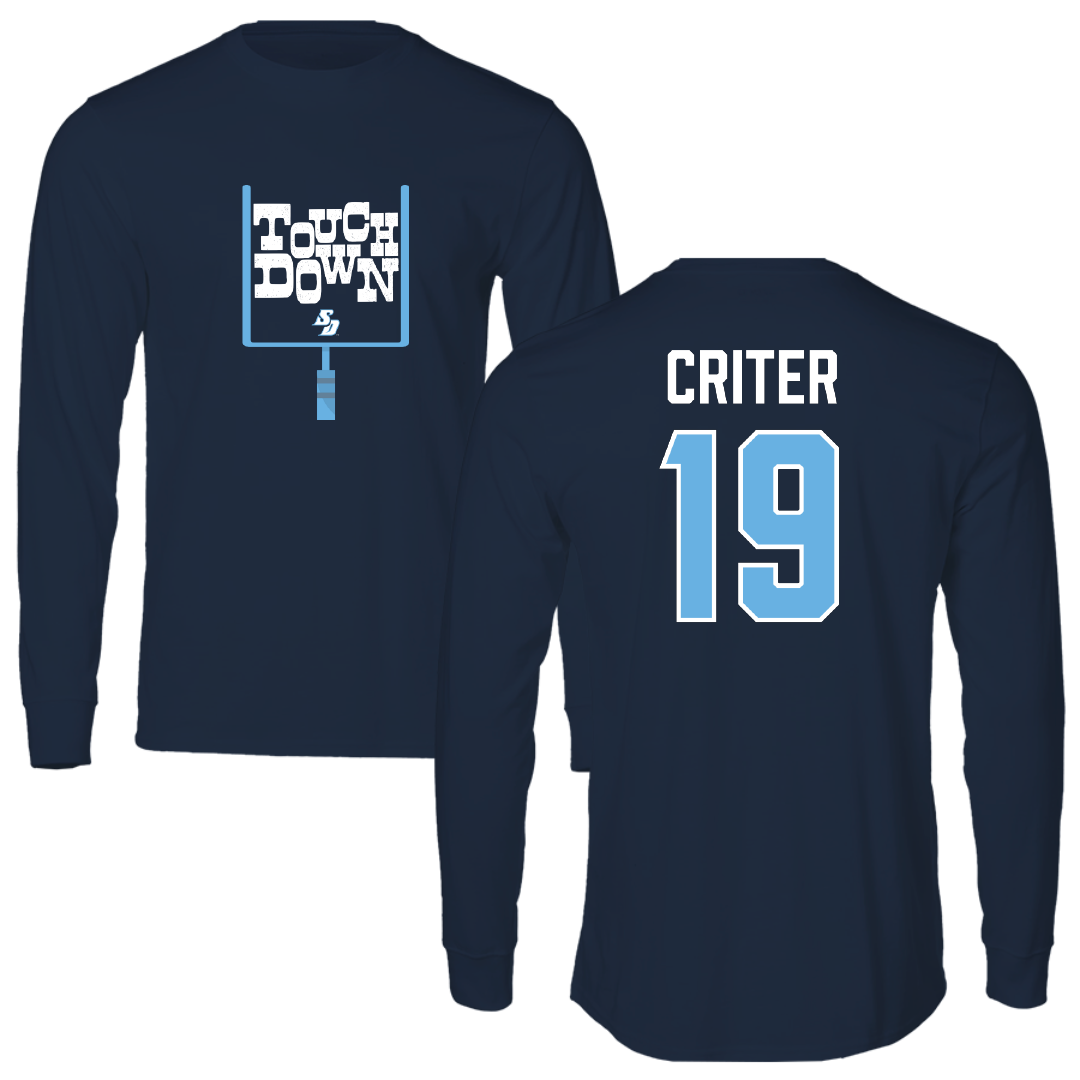 University of San Diego Football Navy Touchdown Long Sleeve - #19 Adam Criter