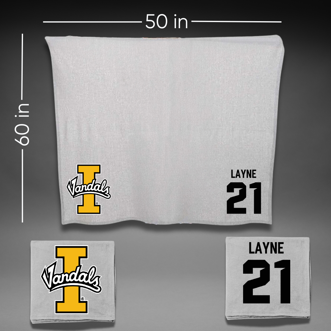 University of Idaho Football Gray Vandals Blanket - #21 Dylan Layne