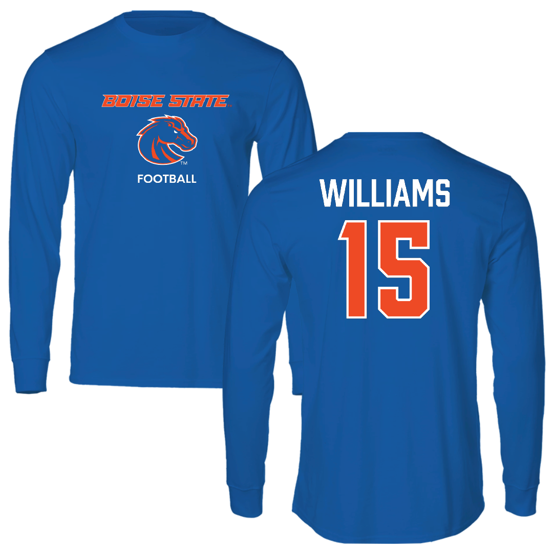 Boise State University Football Blue Long Sleeve - #15 Malakai Williams