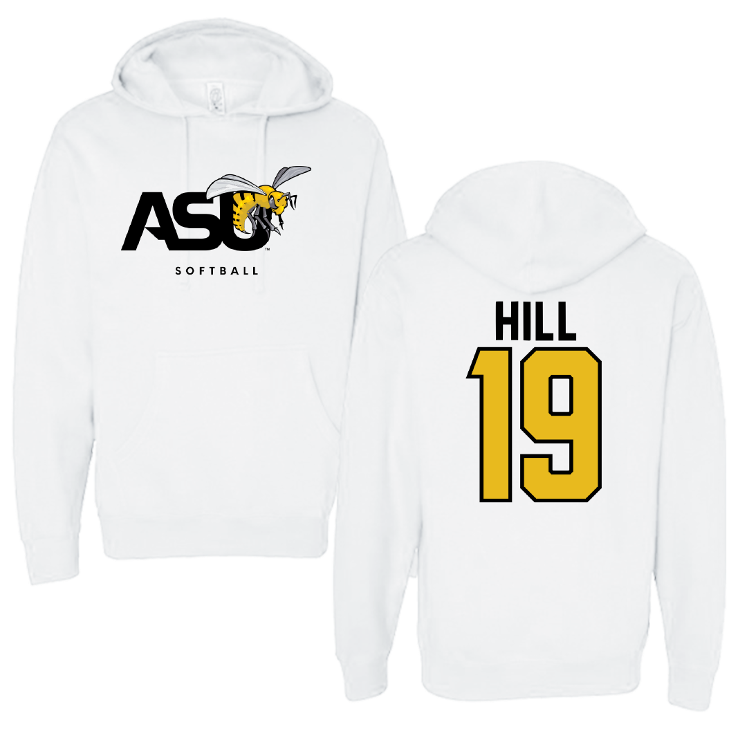 Alabama State University Softball White ASU Hoodie - #19 Kaitlyn Hill