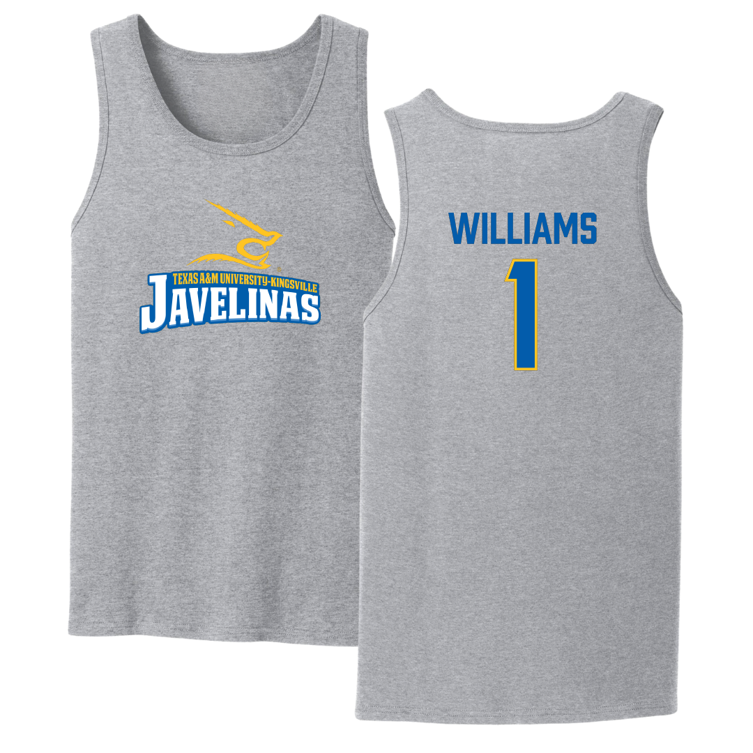 Texas A&M University-Kingsville Football Sport Gray Tank Top - #1 Kannon Williams