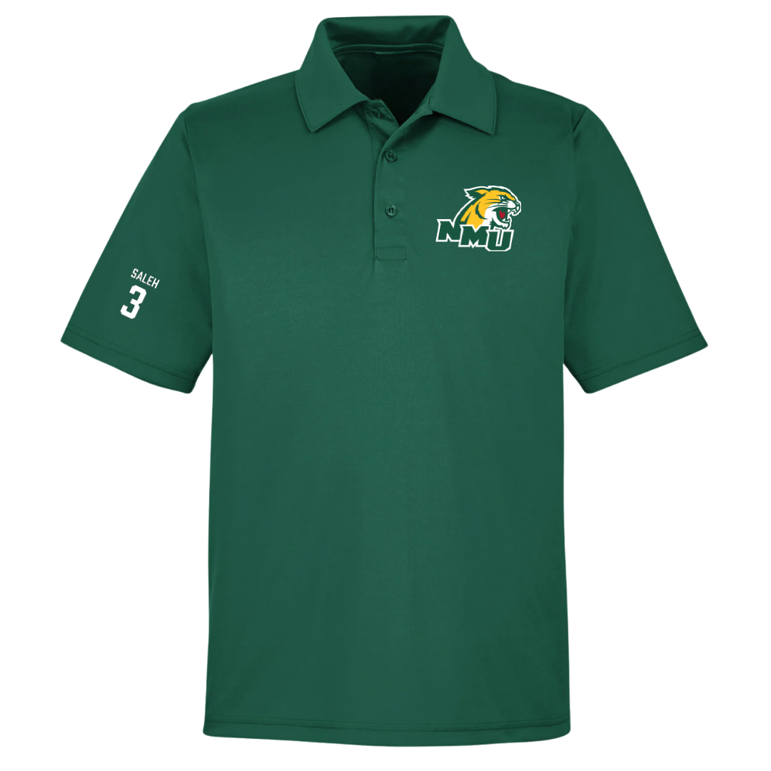 Northern Michigan University Football Forest Green Polo - #3 Adam Saleh
