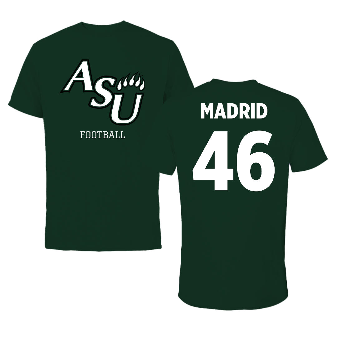 Adams State University Football Forest Green Performance Tee - #46 Kaden Madrid