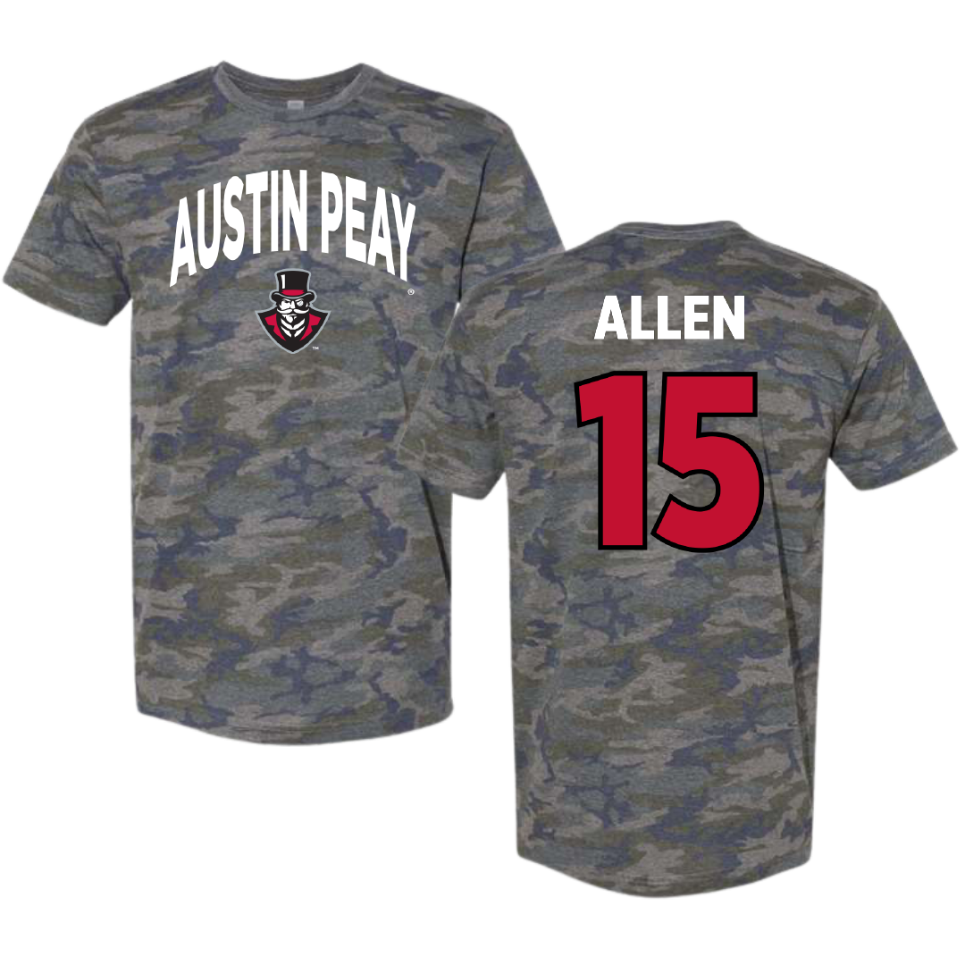 Austin Peay State University Football Vintage Camo Tee - #15 Chase Allen
