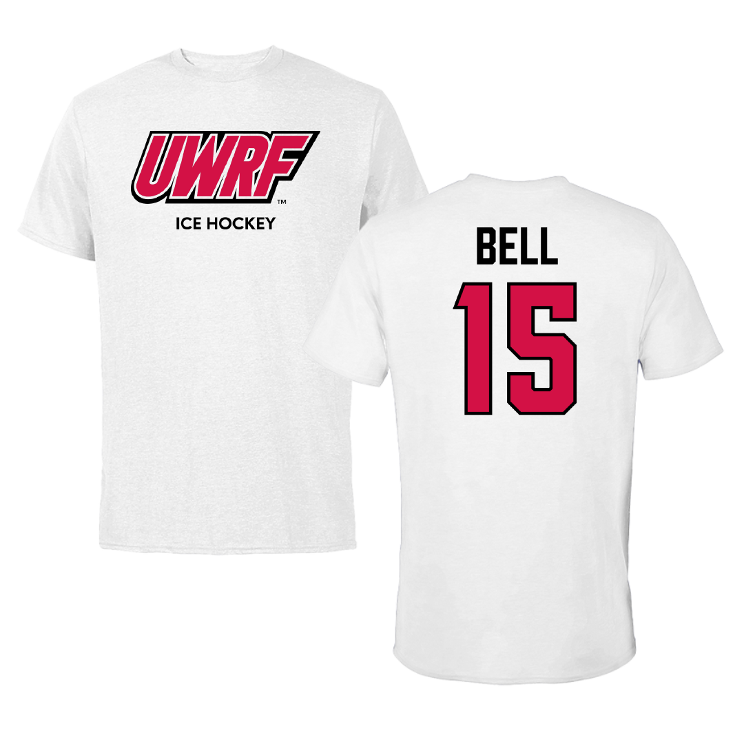 University of Wisconsin-River Falls Ice Hockey (W) White Block Tee - #15 Katherine Bell