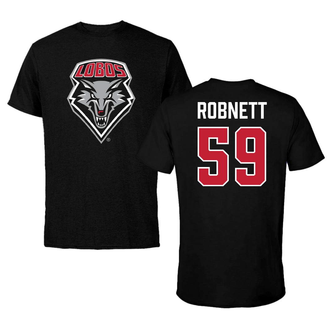 University of New Mexico Football Black Tee - #59 Kaden Robnett