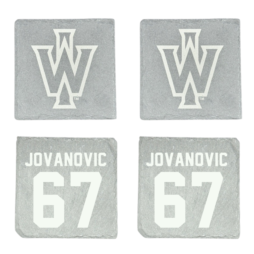 Illinois Wesleyan University Football Stone Coaster (4 Pack)  - #67 Mihailo Jovanovic