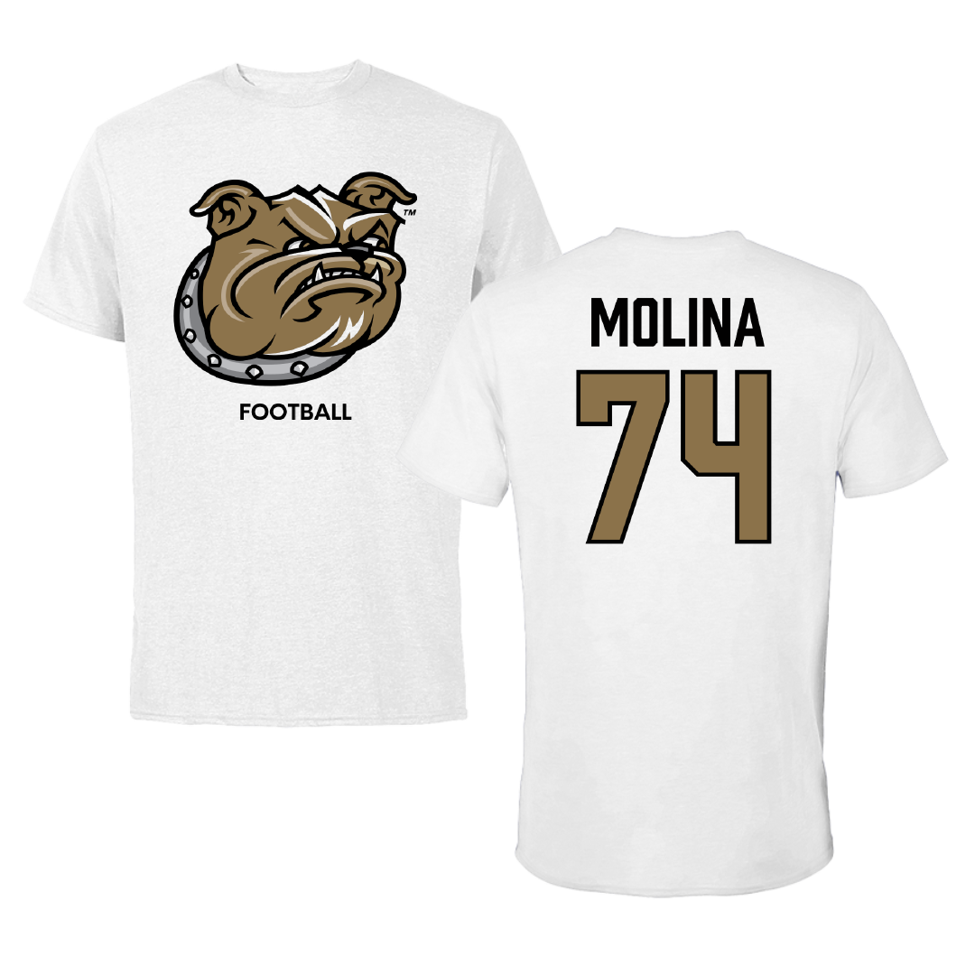 Bryant University Football White Tee - #74 Nick Molina