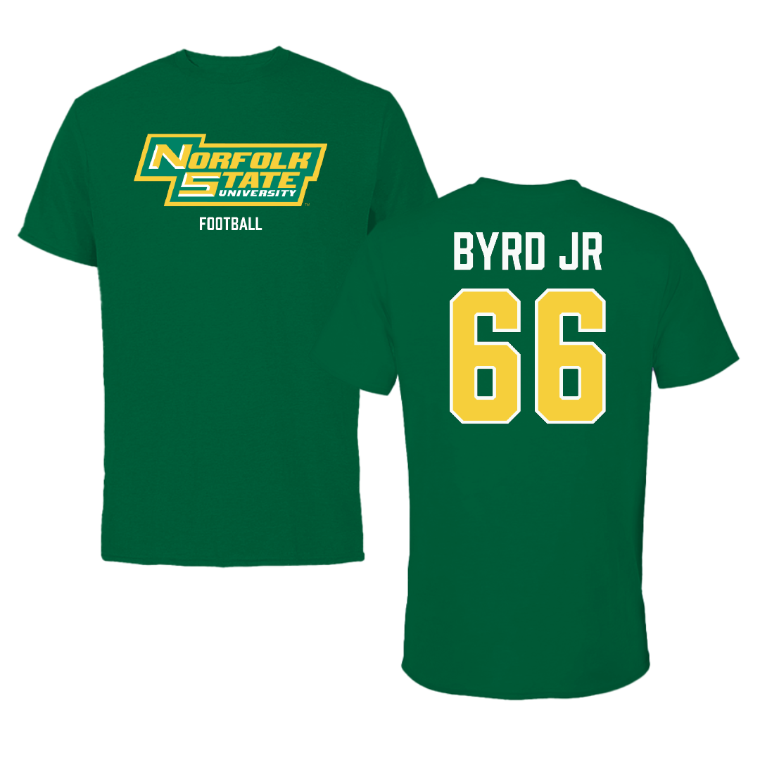 Norfolk State University Football Green Tee - #66 Vincent Byrd Jr