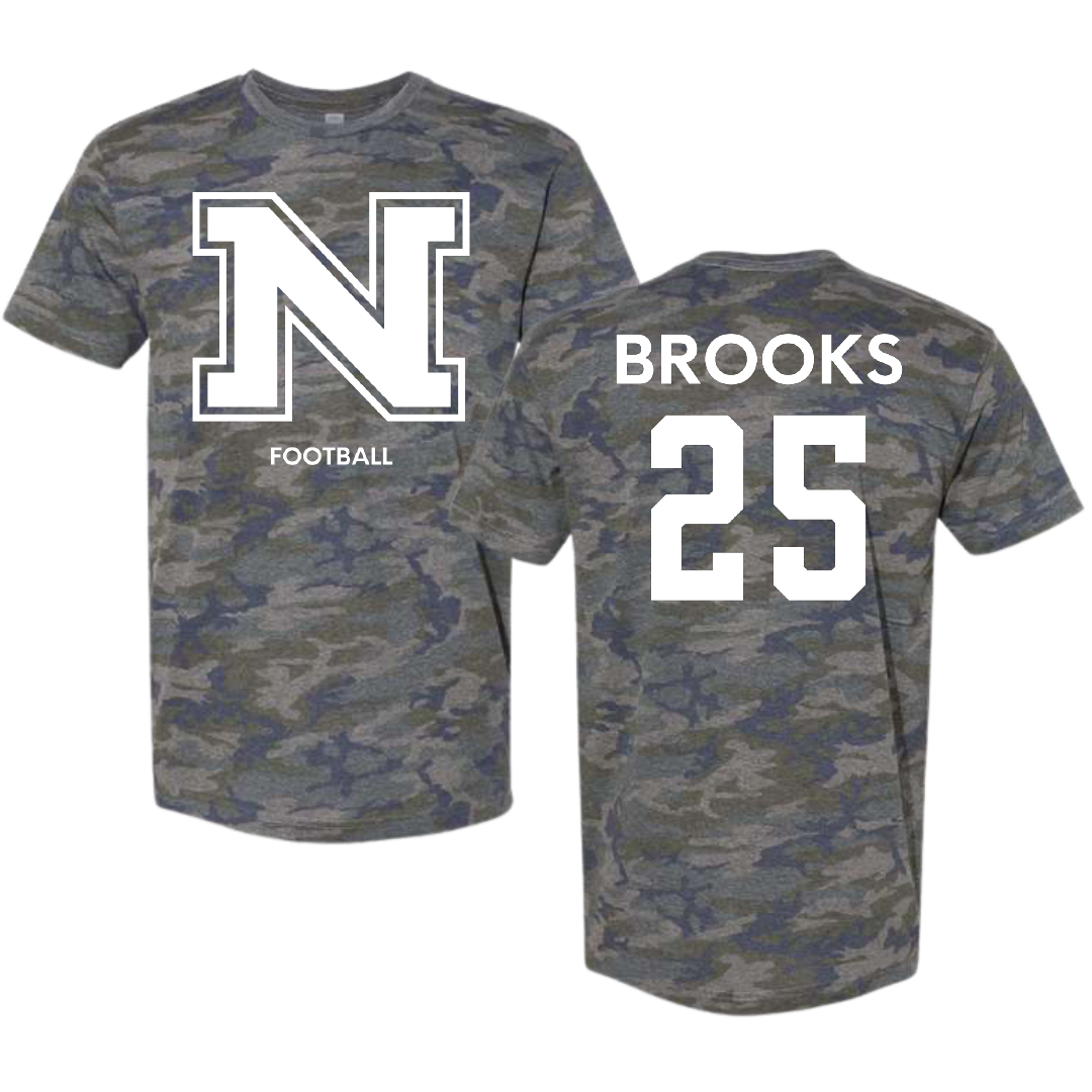 Northern Michigan University Football Vintage Camo Tee - #25 Davion Brooks