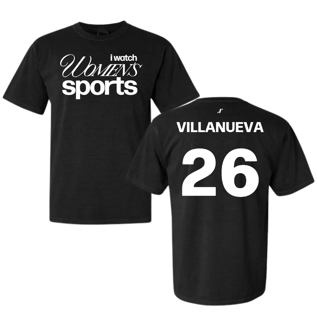 Fairleigh Dickinson University-Metropolitan Campus Soccer Black WHM Comfort Colors Tee - #26 Emily Villanueva