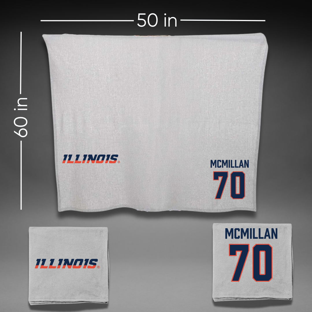 University of Illinois Football Gray Blanket - #70 Tyler McMillan
