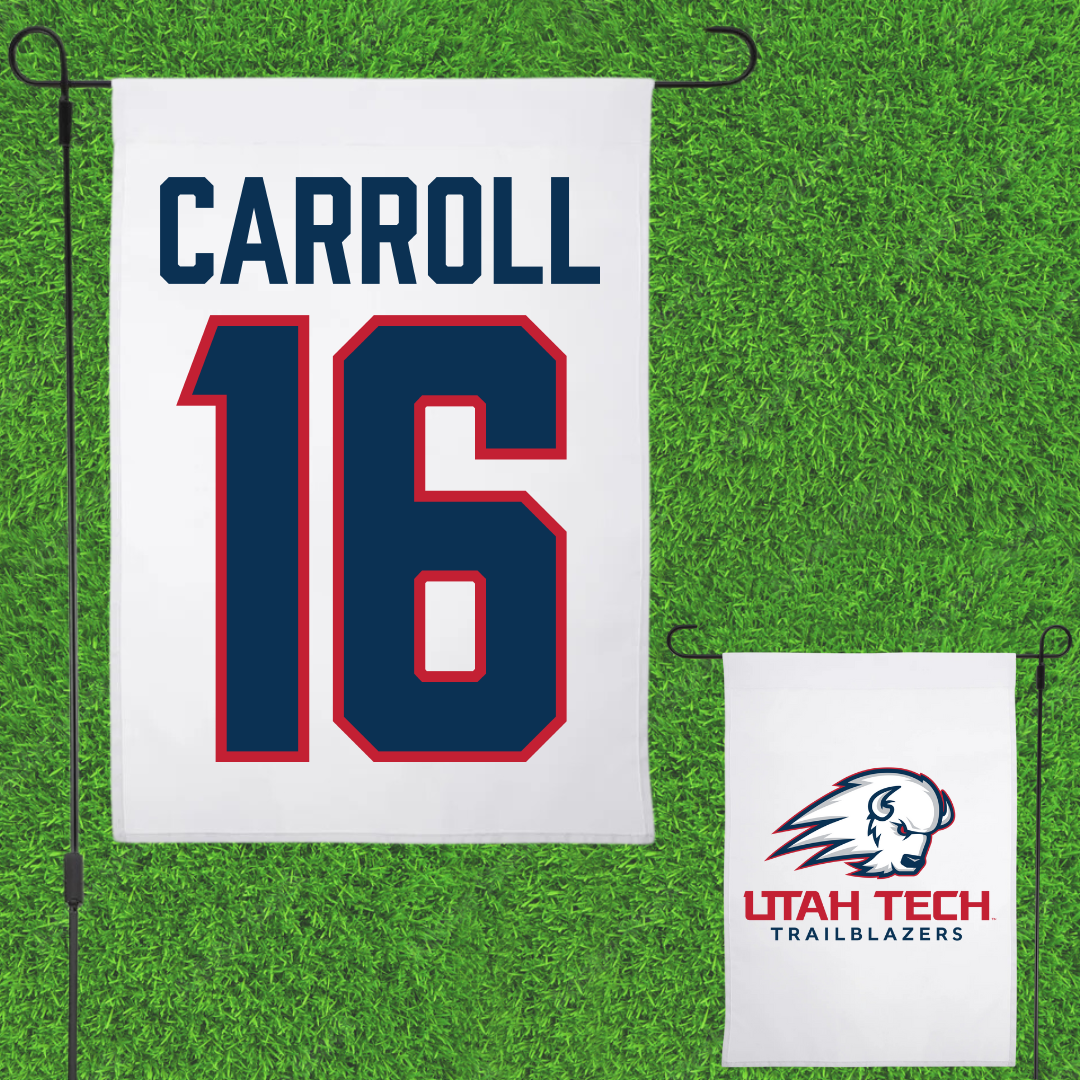 Utah Tech University Baseball White Garden Flag - #16 Jace Carroll